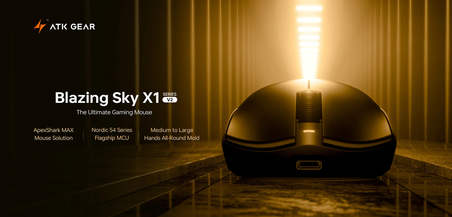 Ratón inalámbrico ATK Blazing Sky X1 V2 Ultimate de doble modo, ultraligero, PAW3950 Ultra, doble 8K HZ, baja latencia y ergonomía personalizada