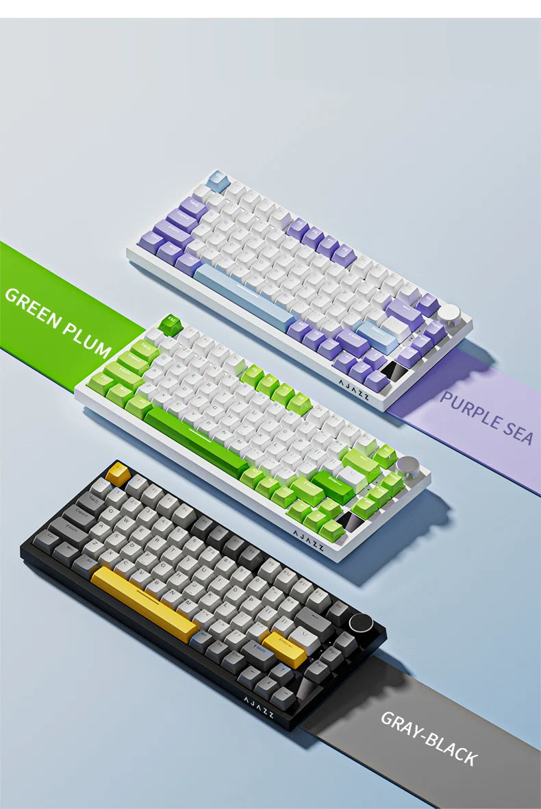 AJAZZ AK820 Tastiera meccanica layout compatto 70%/illuminazione RGB/switch hot-swappable, con connessione cablata, wireless e Bluetooth