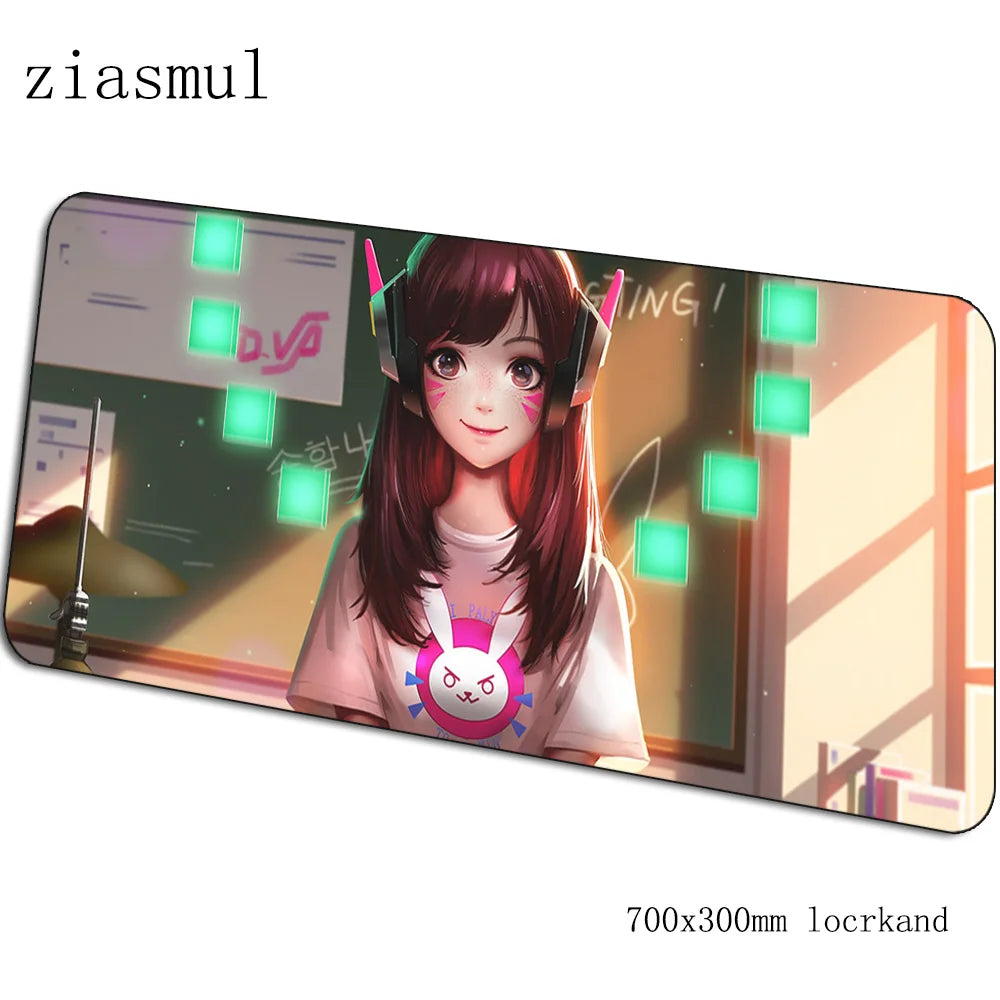 Alfombrilla gamer D.Va 70x30cm XL para ratón gaming, PC y portátil, tapete de escritorio bonito para juegos, regalo de Navidad para gamers, alfombrilla gamepad