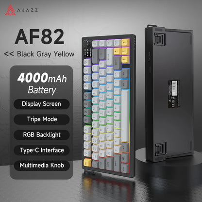 Tastiera AJAZZ AF82 Office Low Profile RGB cablata/wireless da gaming, layout 75% con 82 tasti, batteria 4000mAh per Win/Mac