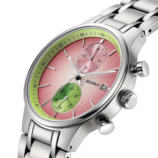 BERNY Watches for Men Fashion Casual Multi-function Chronograph Quartz Men's Watch Luminous Date Colorful Sports Wristwatch