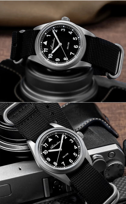 Reloj analógico para hombre ADDIESDIVE de 36mm con cristal de espejo abombado, resistente al agua 100m, luminoso, reloj de cuarzo sencillo para hombre con correa de nailon