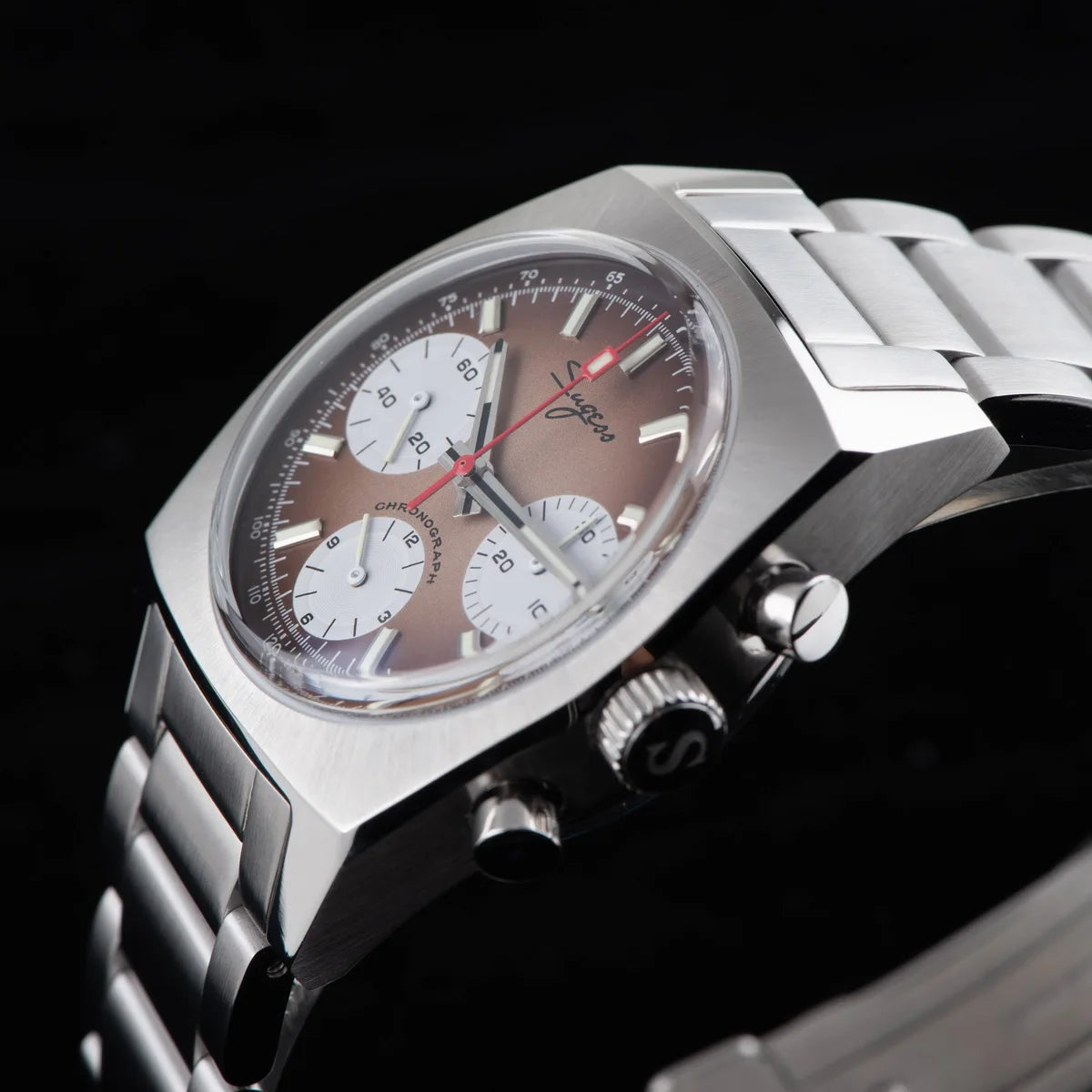 Sugess S419 Series 37mm Original Swanneck Movement Chronograph Master Mens Watch Mechanical Wristwatch Dome Sapphire Crystal New