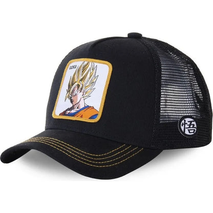 Dragon Ball Buu Goku-kasket – sommerrejse-kasket med skygge til mænd, broderet, hiphop-stil, solskærm, justerbar trucker-meshkasket