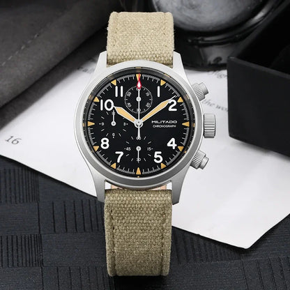 Orologio cronografo al quarzo Militado VK61 VK67, 39mm, cassa in acciaio inox 316L, 3 quadranti, impermeabile 100M, orologio militare multifunzione