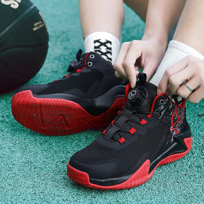 Chaussures de basket-ball unisexes en maille respirante, légères, avec boucle rotative, baskets de sport, de course en plein air, d'entraînement, d'automne