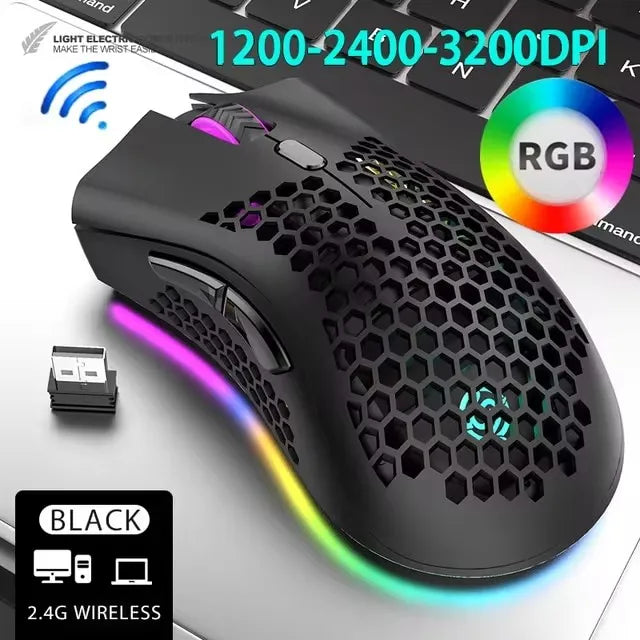 BM600 Rechargeable USB 2.4G Wireless RGB Light Honeycomb Gaming Mouse Desktop PC Computers Notebook Laptop Mice Mause Gamer