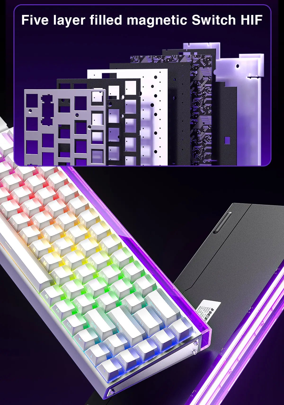 AULA HERO68 HE Tastiera con switch magnetici, Rapid Trigger, polling rate 8K, tastiera da gaming eSports RGB cablata meccanica
