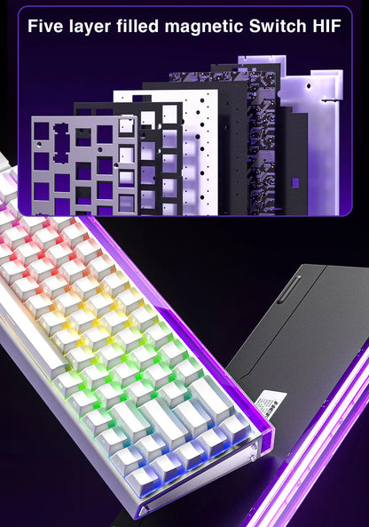 AULA HERO68 HE Tastiera con switch magnetici, Rapid Trigger, polling rate 8K, tastiera da gaming eSports RGB cablata meccanica