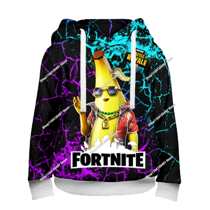 Felpa con cappuccio Fortnite Anime per bambini e uomo, streetwear hip-hop, sportswear casual, vestibilità ampia, moda outdoor
