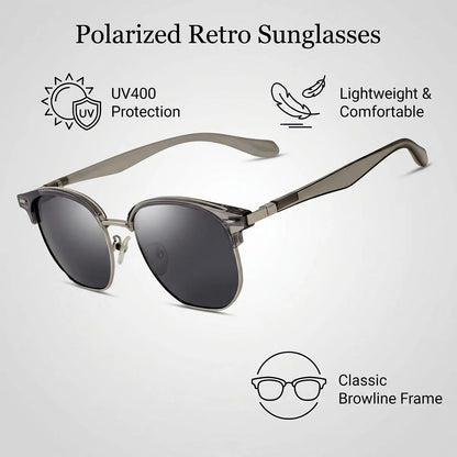 Polarized Sunglass Men Lenses Semi Rimless Vintage Retro Sunglasses Women Trendy Vacation Fashion Glasses Gafas De Sol Hombre