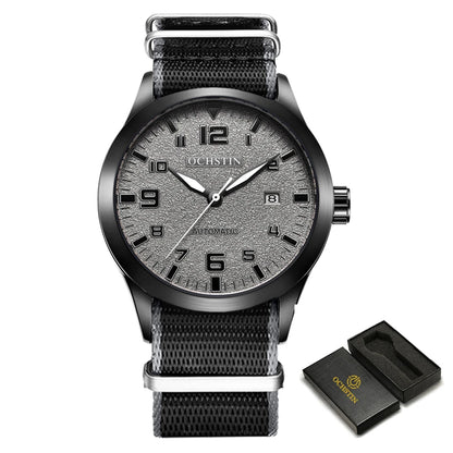 OCHSTIN Man Mechanical Pilot Wrist Watches Luxury Self Wind Leather Mechanic Male Clock Auto Date Relogio Masculino Gift for Men
