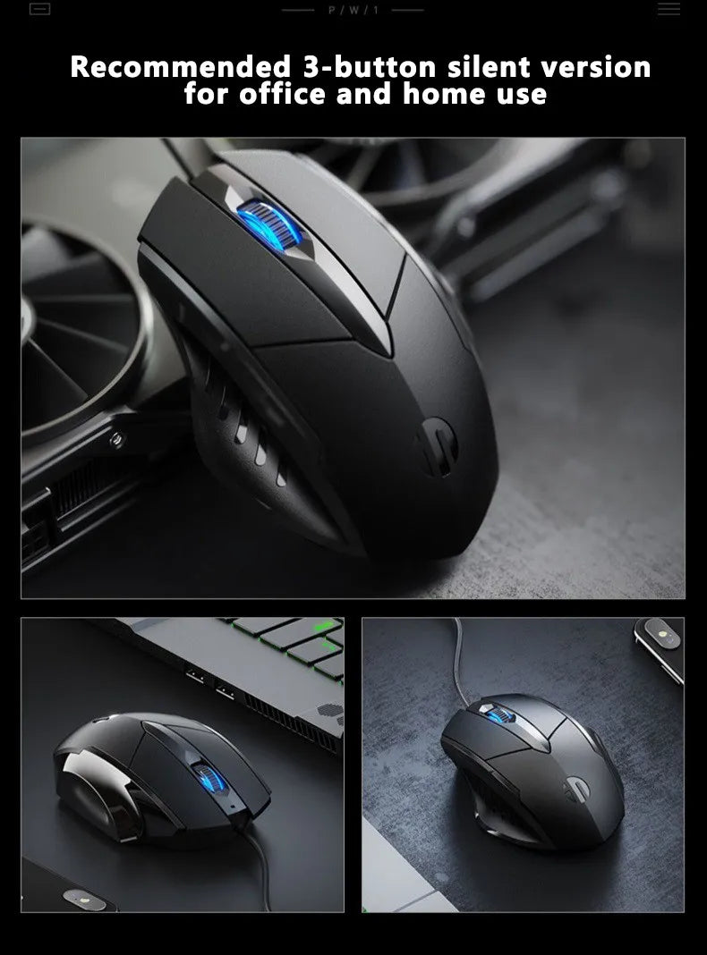 Mouse cablato Inphic W1 Esports Gaming, mouse silenzioso da ufficio, disponibile con tre o sei tasti