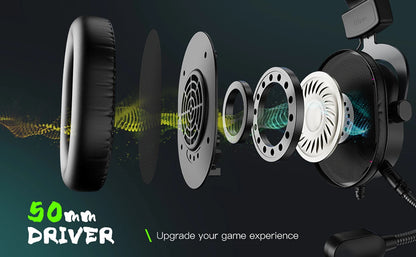 Cuffie gaming RGB FIFINE con microfono – cuffie USB cablate over-ear con audio surround 7.1 per PC, PS4, PS5, modalità EQ e isolamento acustico