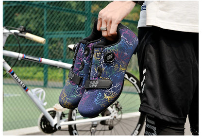Zapatillas de ciclismo nuevas para hombre con cierre automático para carretera, montaña y exterior; zapatillas deportivas de ciclismo para mujer para spinning indoor