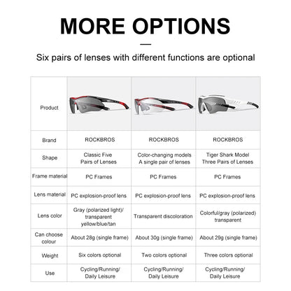 ROCKBROS Polarisierte Fahrradbrille Sonnenbrille Herren Damen MTB-Rad Rennrad-Brille Fahrradfahren Outdoor-Sport Wandern Schutzbrille 5 Gläser