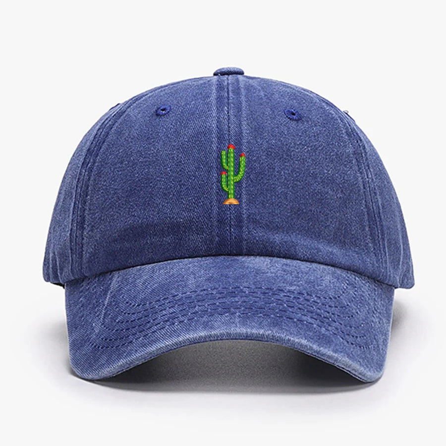Casquette de baseball vintage souple avec broderie « Mini Cactus » pour homme et femme, effet délavé, pour le sport, la pêche, papa, visière, été, automne, casquette à visière
