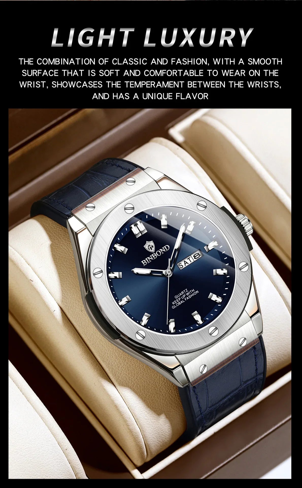 Man New Casual Business Leather Clock Men Luxury Watch Automatic Watches Mens Top Fashion Quartz Wristwatches Relojes De Hombre