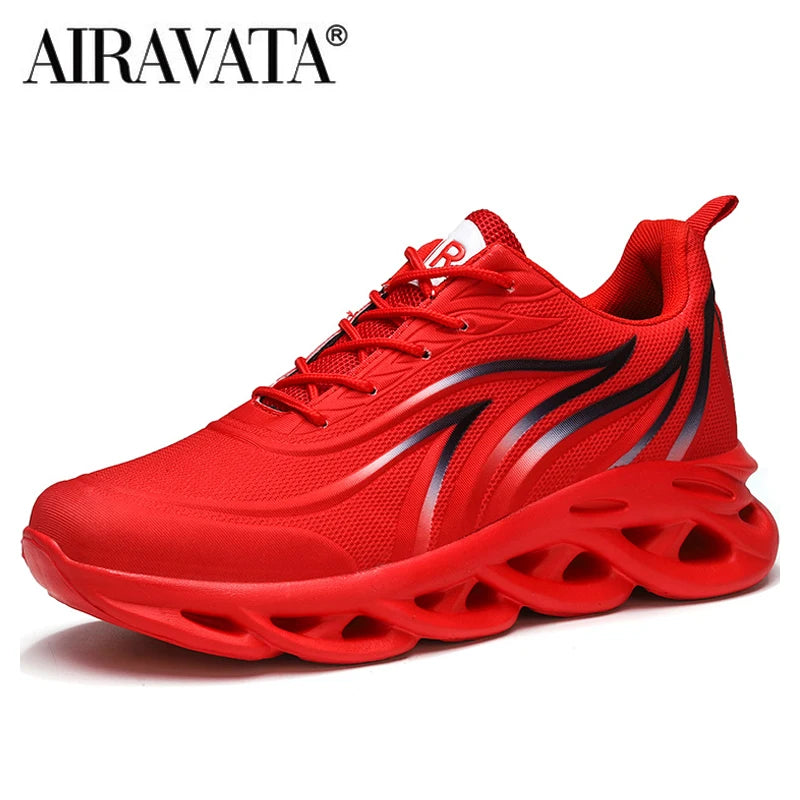Sneakers da uomo con stampa fiamme, scarpe sportive in tessuto flyknit, scarpe da running comode, scarpe atletiche outdoor da uomo