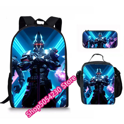 Mochila Fortnited de 3 piezas para niños Victory Game, 16 pulgadas, resistente al agua, mochila preescolar moderna, mochilas escolares para primaria
