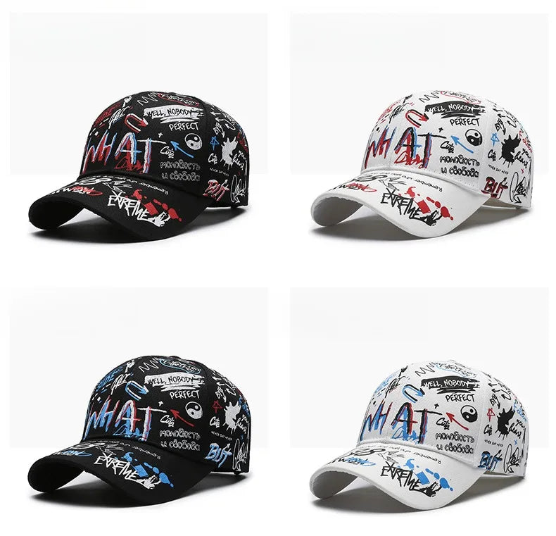Cappellino da baseball unisex in cotone con graffiti, stampa snapback hip hop alla moda per donna e uomo