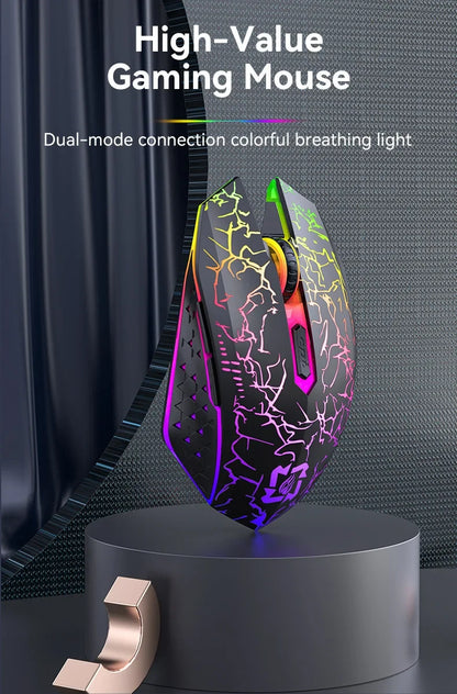 Mouse gaming RGB 2.4G wireless Bluetooth 1600DPI con 6 pulsanti silenziosi, mouse ergonomico dual-mode da ufficio per MacBook e PC