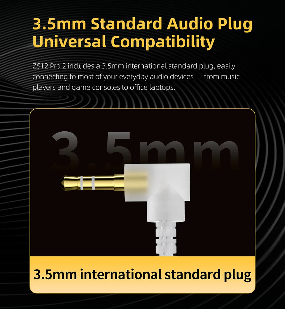 KZ ZS12 PRO 2 Hybrid-IEM-Kopfhörer – HiFi-Bass kabelgebundene Gaming-Ohrhörer mit superlinearen Treibern