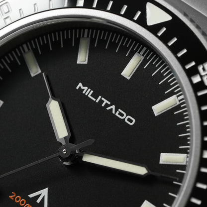 MILITADO  ML25 Quartz Dive Watch VH31 Sweep Second Sapphire Crystal 200M Waterproof BGW9 Lume Ceramic Bezel Men Watch