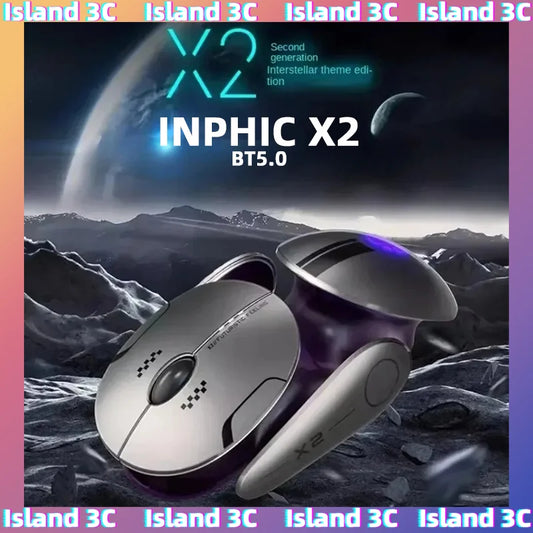 Inphic X2 Tri-Mode Bluetooth Wireless Gaming Mouse, Rechargeable Silent Metal Mouse with RGB Backlight, 2.4G & Bluetooth 5.0 for PC & Laptop