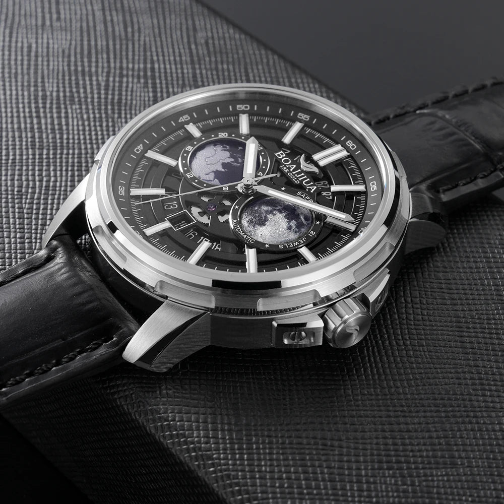 BORIAGE(BOAIJIUA) Orologio meccanico da uomo completamente automatico, design originale, impermeabile e luminoso