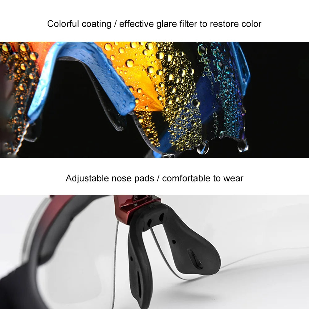 ROCKBROS Polarisierte Fahrradbrille Sonnenbrille Herren Damen MTB-Rad Rennrad-Brille Fahrradfahren Outdoor-Sport Wandern Schutzbrille 5 Gläser