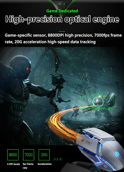 Inphic W2 2nd Generation USB Wired Gaming Mouse Silent Click Metal Style 6-key Macro Programming 8800DPI