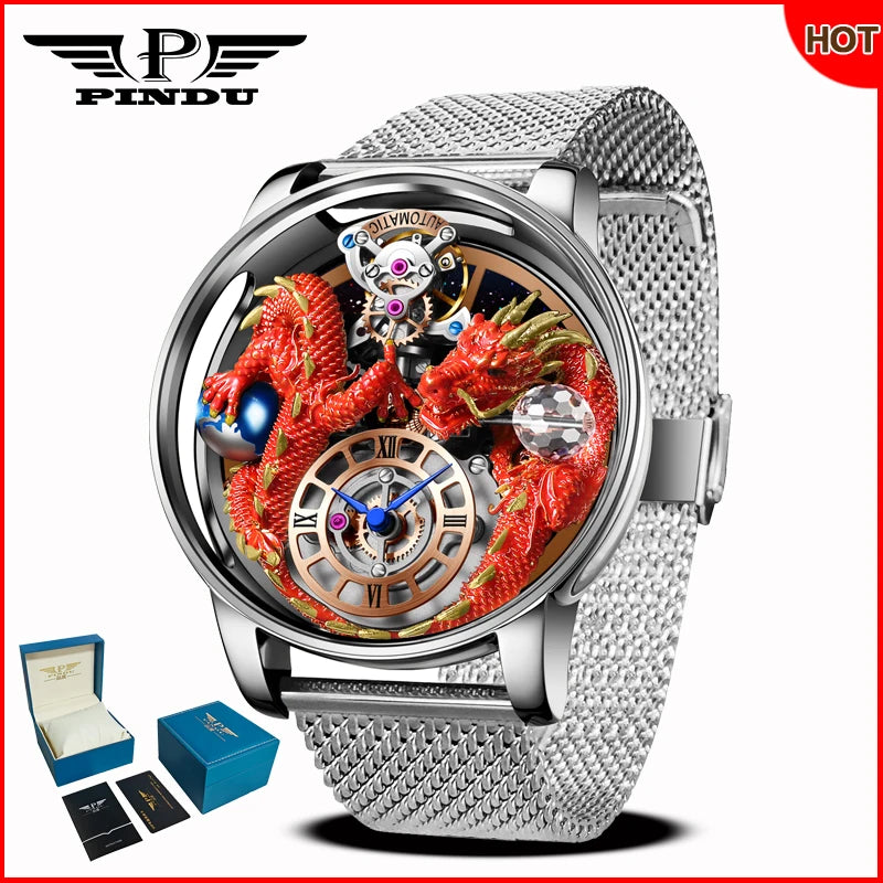 Orologio da uomo PINDU Design 2025 nuovo, Diamond Tourbillon, brand di lusso Astronomia, al quarzo, vetro zaffiro, impermeabile