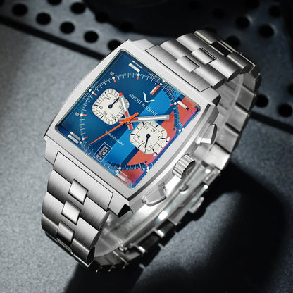 2024 Specht & Sohne New Classic Men's Quartz Watch Blue Color Stainless Steel Japan VK63 Movt Genuine Leather Montre Homme 39MM