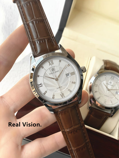 PABLO RAEZ Photos réelles Montre-bracelet de luxe pour homme Étanche Diamants Date Cuir Quartz Mode