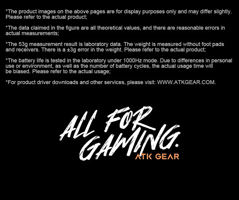 Mouse gaming wireless ATK Dragonfly A9 Ultra PAW3950 ultraleggero tri-mode ergonomico e-sport per gamer FPS A9 SE Plus