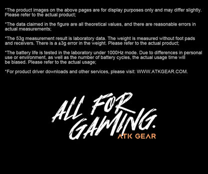 Mouse gaming wireless ATK Dragonfly A9 Ultra PAW3950 ultraleggero tri-mode ergonomico e-sport per gamer FPS A9 SE Plus