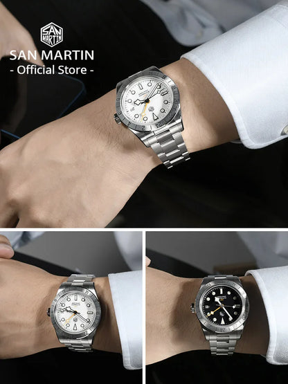San Martin Nuevo reloj mecánico automático NH34 BB GMT de 39mm, reloj deportivo de zafiro, luminoso, impermeable 100m para hombre, Relogio SN0054