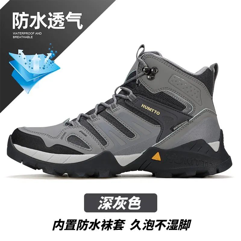 Zapatos de senderismo HUMTTO, botas de caza impermeables para hombre, botas tácticas de combate para desierto hasta el tobillo, botas de trekking para hombre y mujer, zapatillas cálidas de cuero