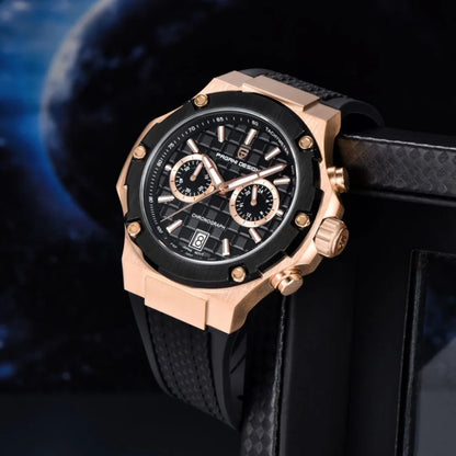 Reloj de cuarzo para hombre PAGANI DESIGN PD-YS032, 44mm, movimiento japonés VK64, caja de acero inoxidable, correa de caucho, cristal de zafiro, resistente al agua 100M