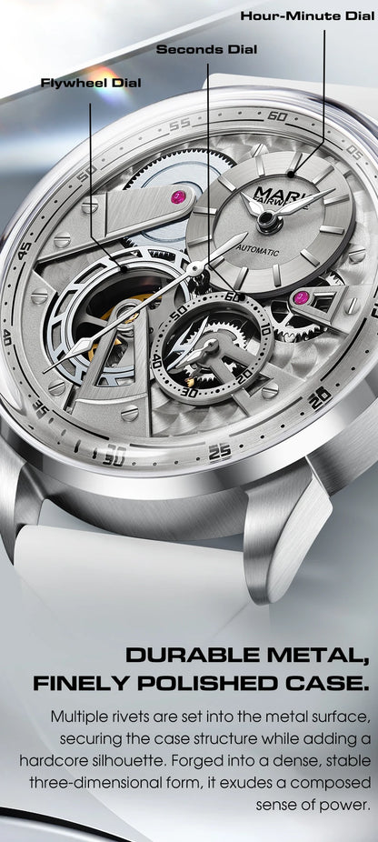 MARK FAIRWHALE Business Automatic Mechanical Watch 46MM Stainless Steel Luxury Men's Watch