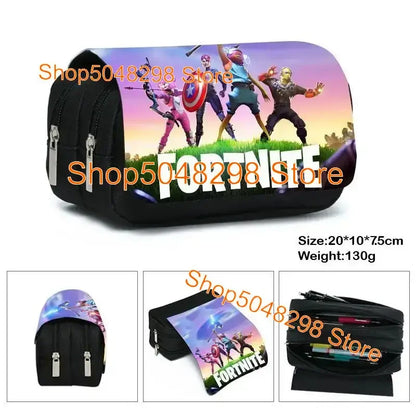 Estuche grande de lona kawaii para lápices, estuche para bolígrafos para niños y niñas, estampado Fortnite, material escolar, papelería para adolescentes, regalo de cumpleaños