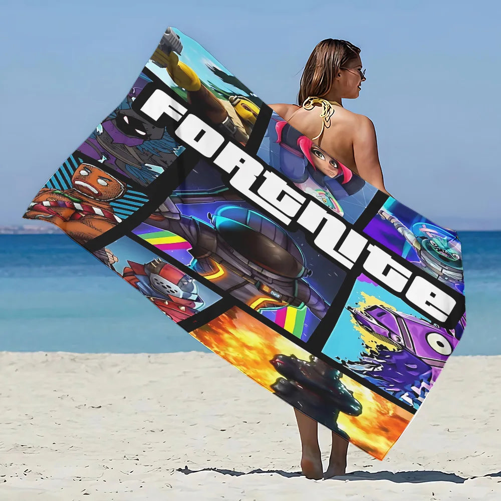 Nueva toalla de playa F-FortniteS de juego popular, microfibra sin arena, secado rápido, suave y resistente a la arena, toalla para piscina, regalo para mujer, viaje, gimnasio y ducha