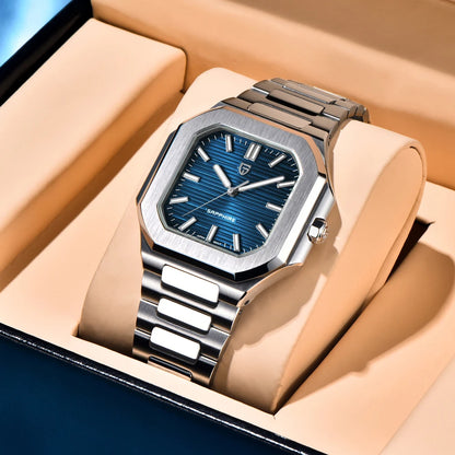 Reloj de lujo cuadrado de cuarzo PAGANI DESIGN 2026 para hombre, cristal de zafiro AR, movimiento japonés, luminoso, acero 316L completo