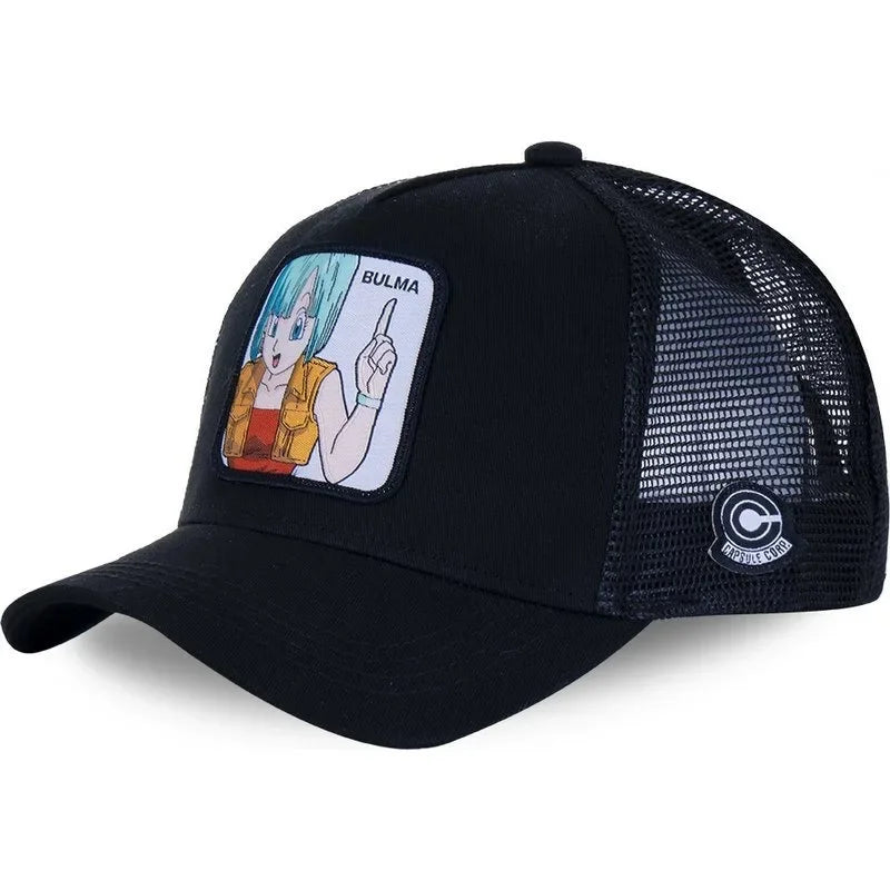 Dragon Ball Buu Goku-kasket – sommerrejse-kasket med skygge til mænd, broderet, hiphop-stil, solskærm, justerbar trucker-meshkasket