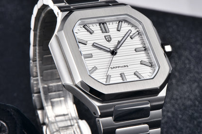 Reloj de lujo cuadrado de cuarzo PAGANI DESIGN 2026 para hombre, cristal de zafiro AR, movimiento japonés, luminoso, acero 316L completo