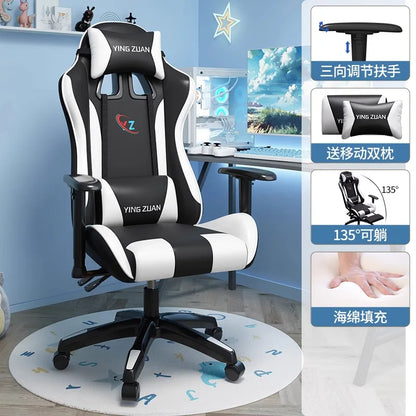 Silla gaming Silla de ordenador Asiento reclinable cómodo Juego LIVE Residencia estudiantil hogar Ergonomía para sedentarismo