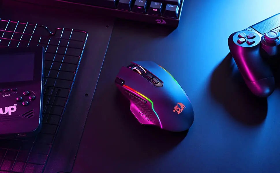 Mouse da gaming wireless Redragon M810 Pro, 10000 DPI, mouse da gamer cablato con tasto Rapid Fire, 8 pulsanti macro, nero/bianco