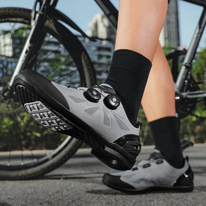 Zapatillas de ciclismo de montaña para hombre sin cierre, sin calas, para bicicleta de carretera RB Speed; zapatillas de ciclismo sin calas, tipo sneaker, para pedales planos MTB, mujer