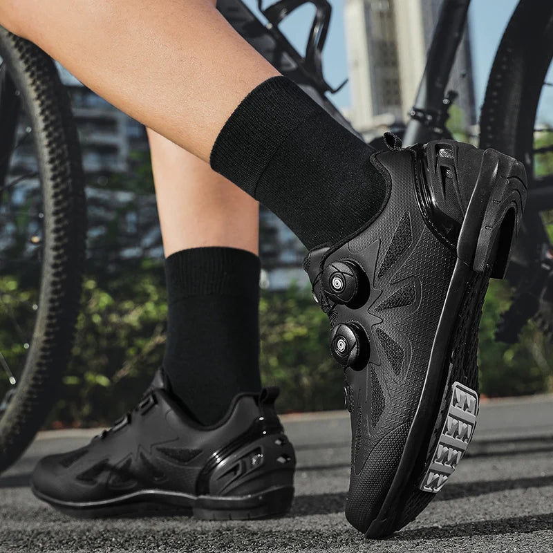 Zapatillas de ciclismo de montaña para hombre sin cierre, sin calas, para bicicleta de carretera RB Speed; zapatillas de ciclismo sin calas, tipo sneaker, para pedales planos MTB, mujer